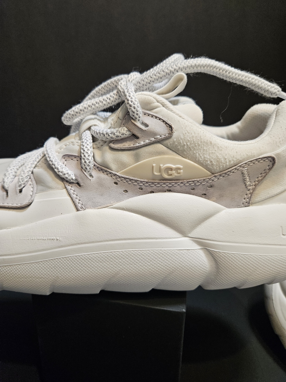 UGG LA Cloud Lace Sneakers Women's Lightweight Platform Shoes White Grey Sz 7 - Picture 6 of 17
